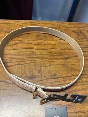 Nanette Lepore Metallic Rose Leather Belt with Gold Hardware